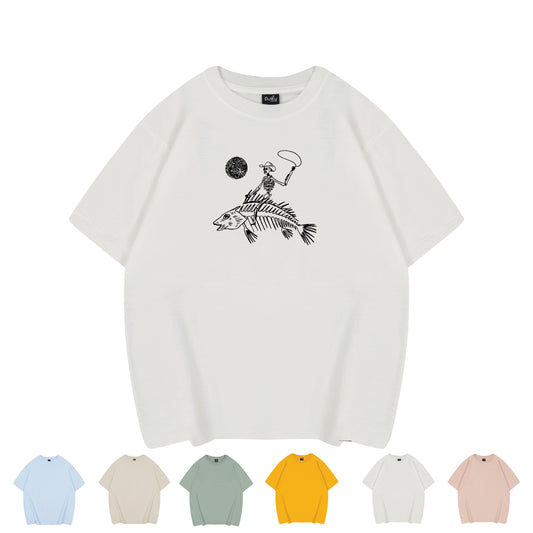 Skeleton Cowboy T-Shirt Fish Lovers - Oversized Fit