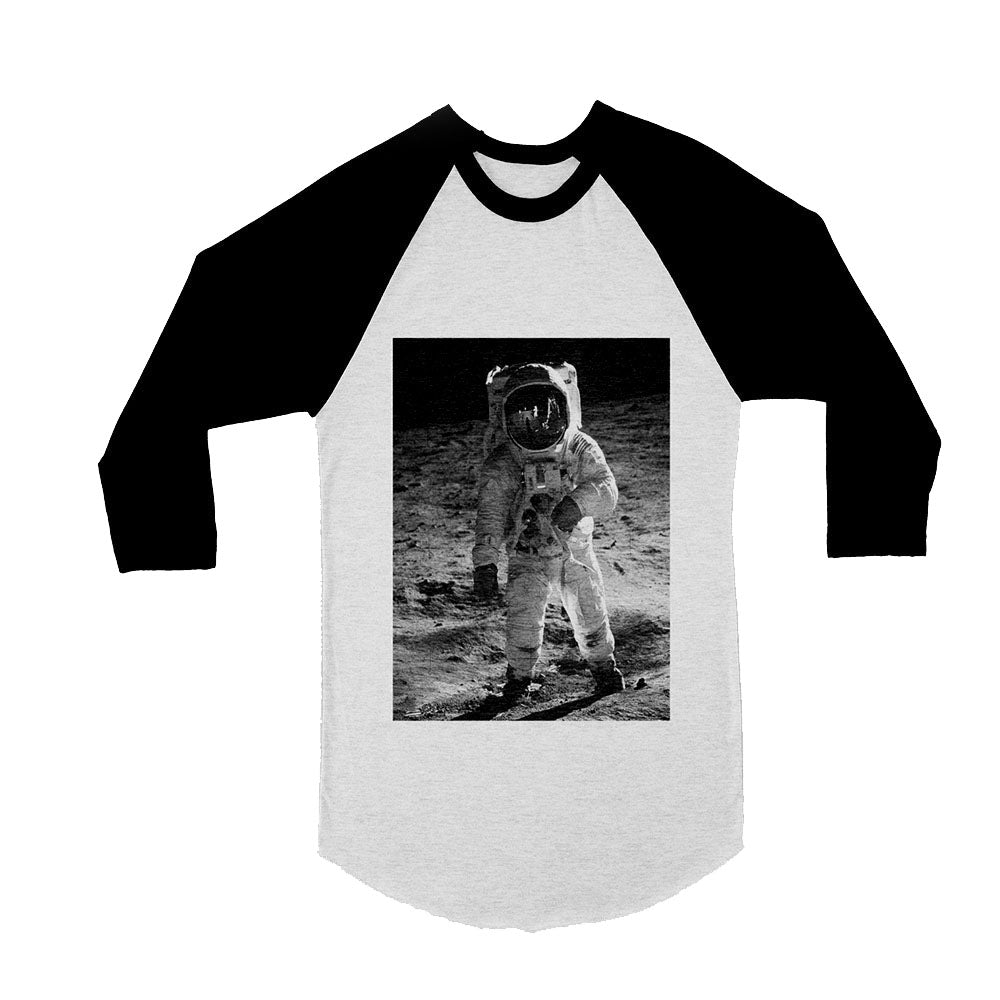 Unisex Buzz Aldrin NASA 3/4 Sleeve Baseball T-Shirt