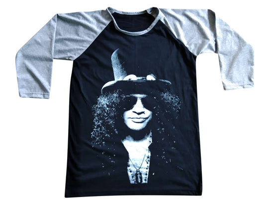 Unisex Slash Guns N Roses Raglan 3/4 Sleeve Baseball T-Shirt