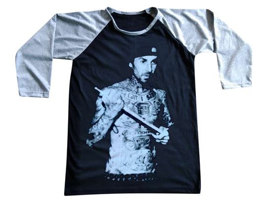 Unisex Travis Barker Raglan 3/4 Sleeve Baseball T-Shirt