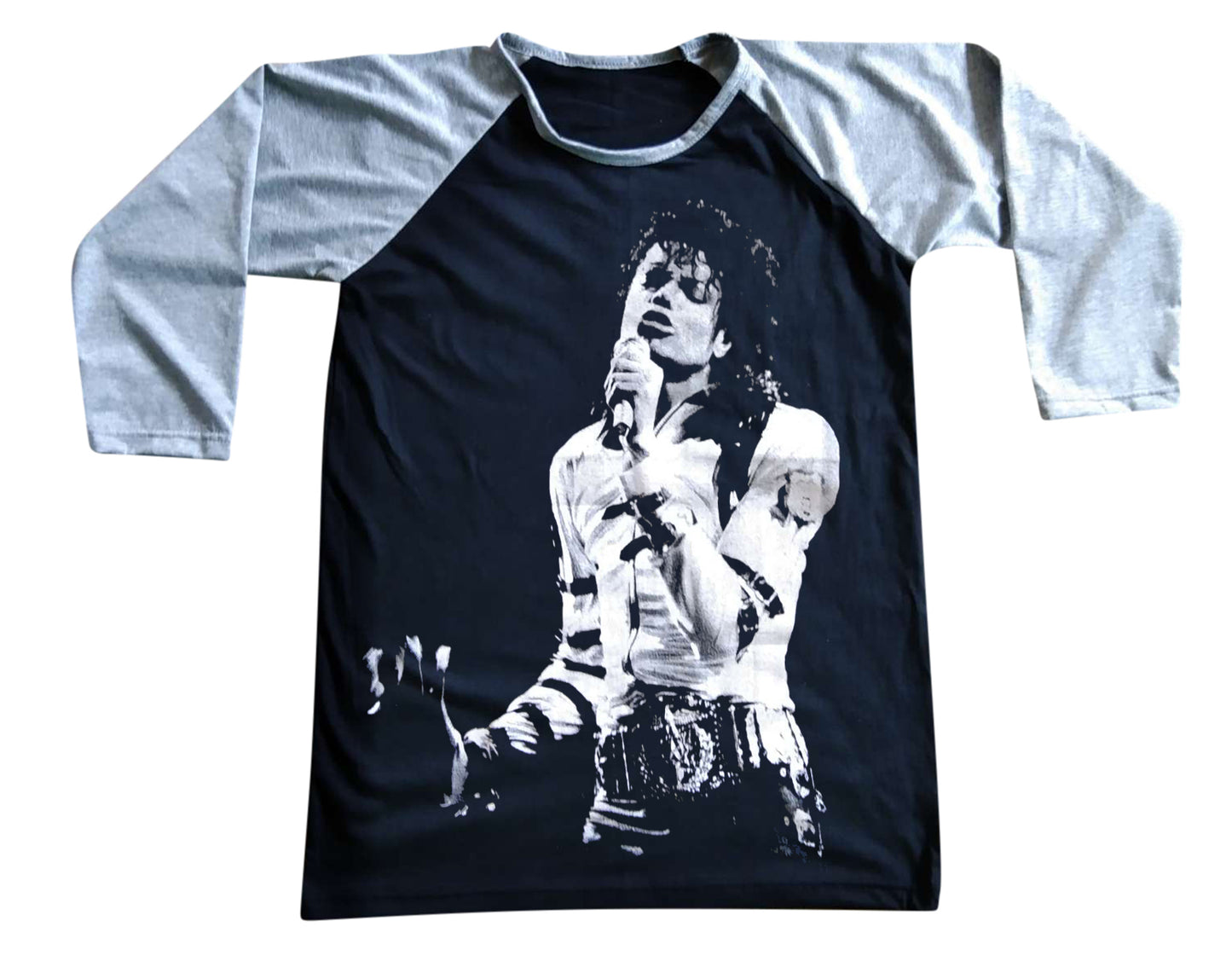 Unisex Michael Jackson Raglan 3/4 Sleeve Baseball T-Shirt