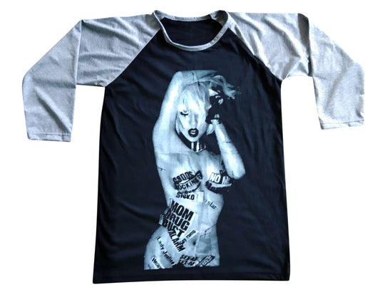 Unisex Lady Gaga Raglan 3/4 Sleeve Baseball T-Shirt