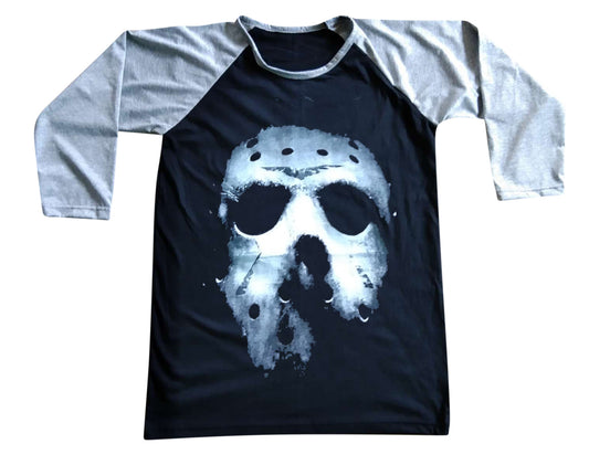 Unisex Jason Friday 13th Raglan 3/4 Sleeve Baseball T-Shirt