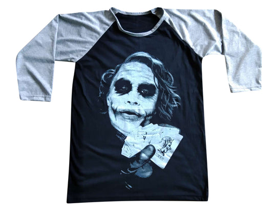 Unisex Heath Ledger The Joker Raglan 3/4 Sleeve Baseball T-Shirt