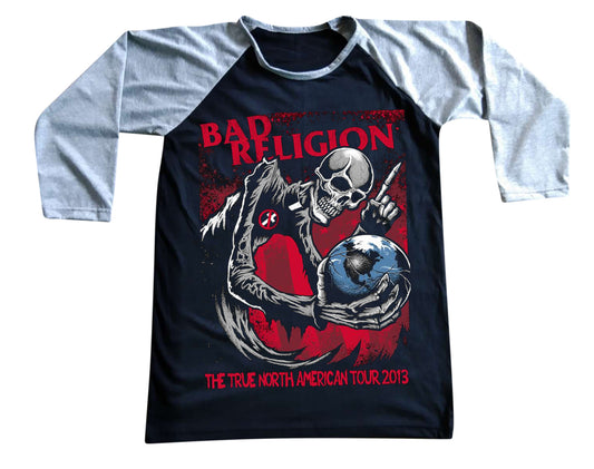 Unisex Bad Religion Raglan 3/4 Sleeve Baseball T-Shirt