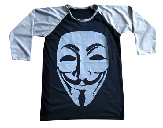 Unisex V For Vendetta Raglan 3/4 Sleeve Baseball T-Shirt