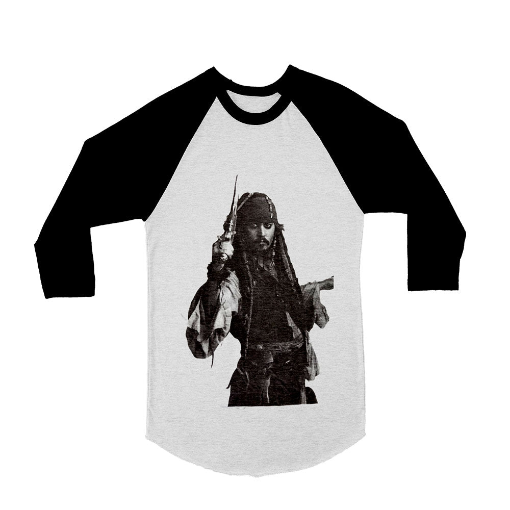 Unisex Jack Sparrow Johnny Depp 3/4 Sleeve Baseball T-Shirt