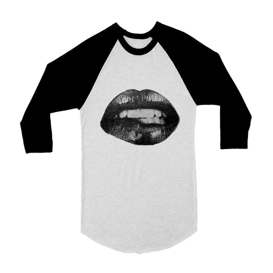 Unisex Sexy Lips Kiss 3/4 Sleeve Baseball T-Shirt