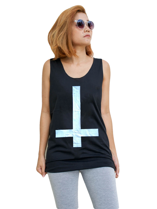 Unisex Inverted Cross Satan Tank-Top Singlet vest Sleeveless T-shirt