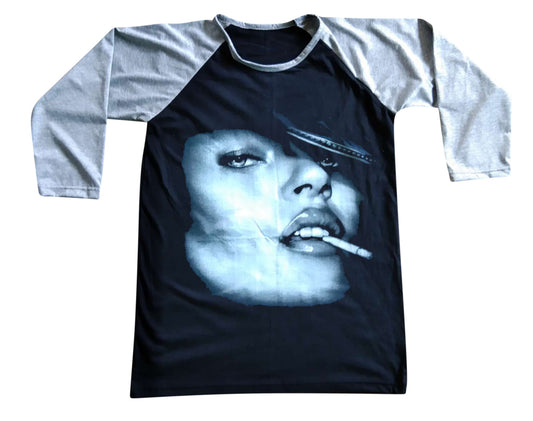 Unisex Kate Moss Raglan 3/4 Sleeve Baseball T-Shirt