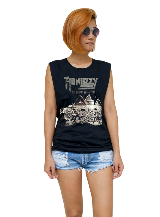 Ladies Thin Lizzy Vest Tank-Top Singlet Sleeveless T-Shirt