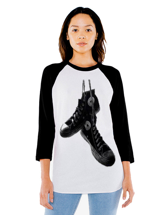 Unisex Vintage Converse High Tops 3/4 Sleeve Baseball T-Shirt