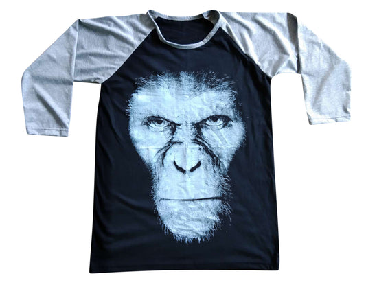 Unisex Caesar Planet Of The Apes Raglan 3/4 Sleeve Baseball T-Shirt