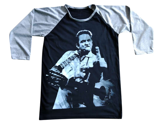 Unisex Johnny Cash Raglan 3/4 Sleeve Baseball T-Shirt