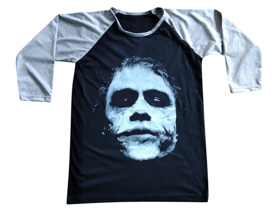 Unisex Heath Ledger The Joker Raglan 3/4 Sleeve Baseball T-Shirt