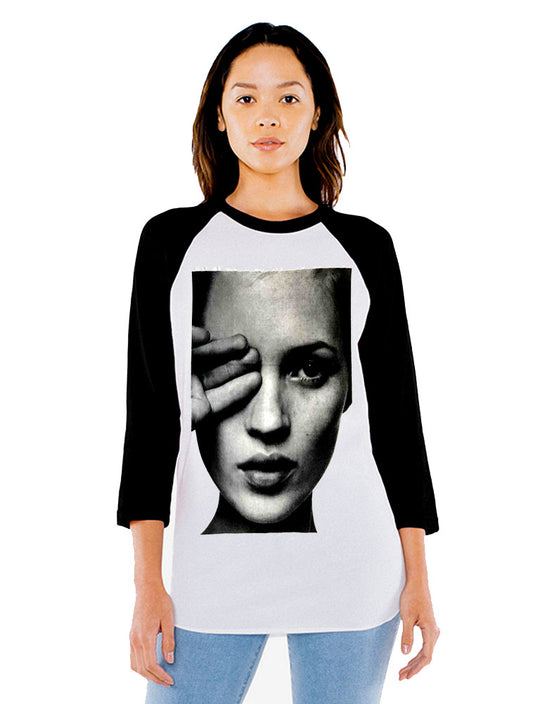 Unisex Kate Moss 3/4 Sleeve Baseball T-Shirt