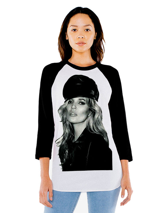 Unisex Kate Moss 3/4 Sleeve Baseball T-Shirt