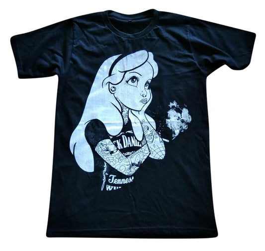 Alice In Wonderland Tattoo Smoking Short Sleeve T-Shirt