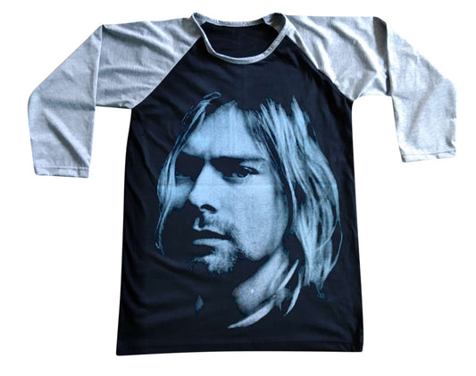 Unisex Kurt Cobain Raglan 3/4 Sleeve Baseball T-Shirt