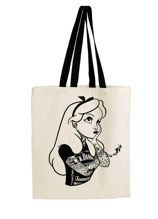 Alice In Wonderland Smoking Tattoo Tote Bag