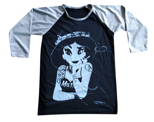 Unisex Pocahontas Smoking Tattoo Raglan 3/4 Sleeve Baseball T-Shirt