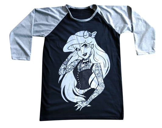 Unisex Ariel Tattoo Raglan 3/4 Sleeve Baseball T-Shirt