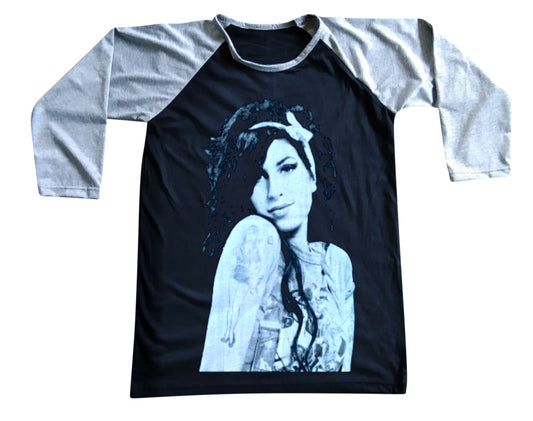 Unisex Amy Winehouse Raglan 3/4 Sleeve Baseball T-Shirt