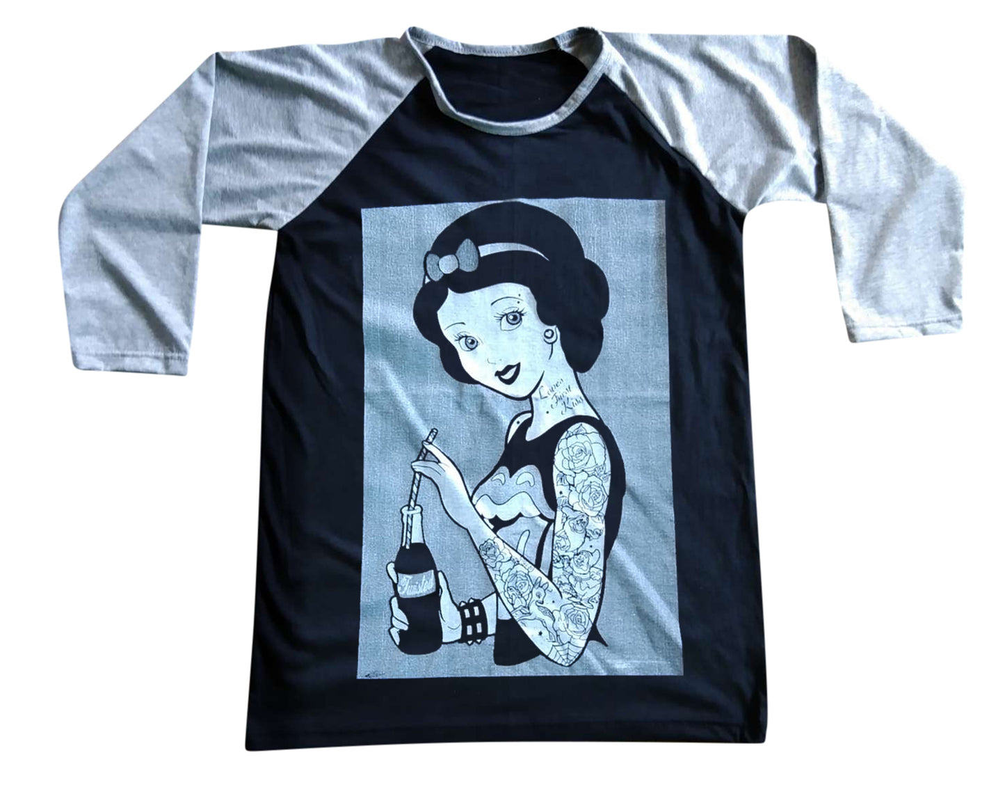 Unisex Snow white Tattoo Raglan 3/4 Sleeve Baseball T-Shirt