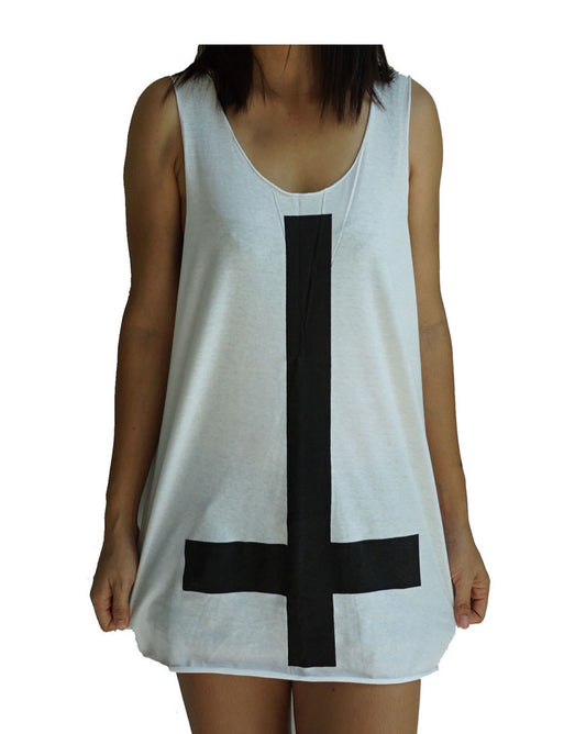 Unisex Inverted Cross Tank-Top Singlet vest Sleeveless T-shirt