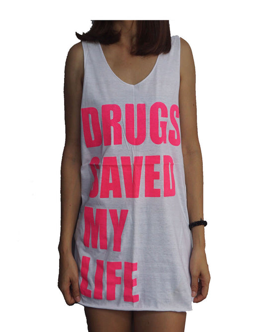 Unisex Drugs Saved My Life Tank-Top Singlet vest Sleeveless T-shirt