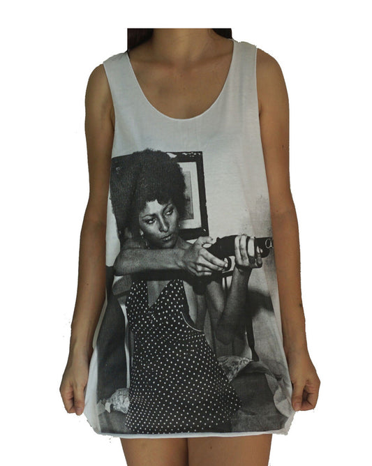 Unisex Pam Grier Tank-Top Singlet vest Sleeveless T-shirt